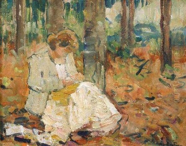 La Couture Sous Les Arbres Oil Painting by Abel Bertram