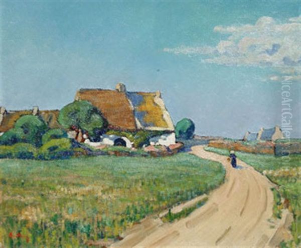 Bretonne Sur Le Chemin, Environs De Port Louis Oil Painting by Abel Bertram