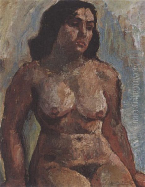 Seated Nude Oil Painting by Abel Bertram