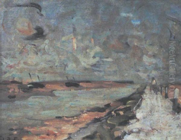 La Jetee A Gravelines Oil Painting by Abel Bertram