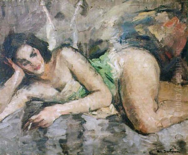 Nu Couche Oil Painting by Abel Bertram