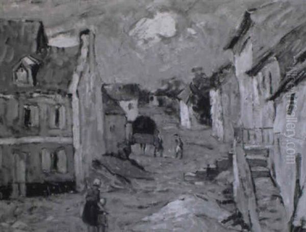 Rue De Village Animee Oil Painting by Abel Bertram