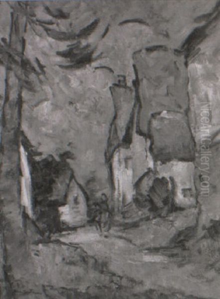 Two Figures On A Village Street Oil Painting by Abel Bertram