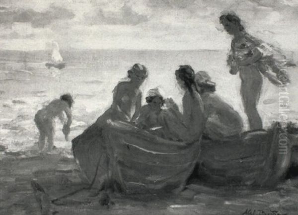 Madchenakte Am Strand Oil Painting by Abel Bertram