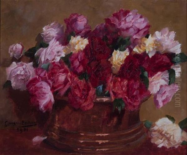 Still Life With Roses Oil Painting by Georges Jules Bertrand