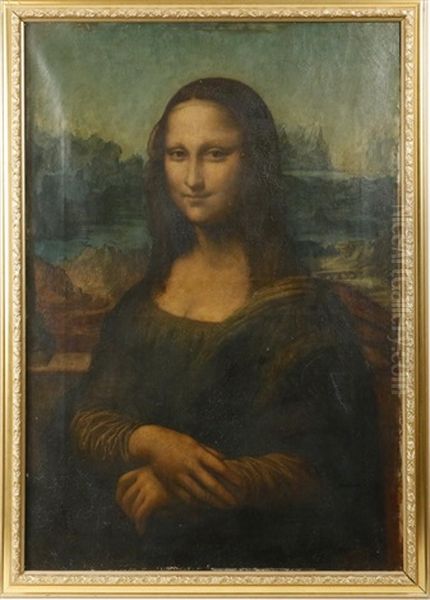 Copy Of The Mona Lisa Oil Painting by Jean-Baptiste (James) Bertrand