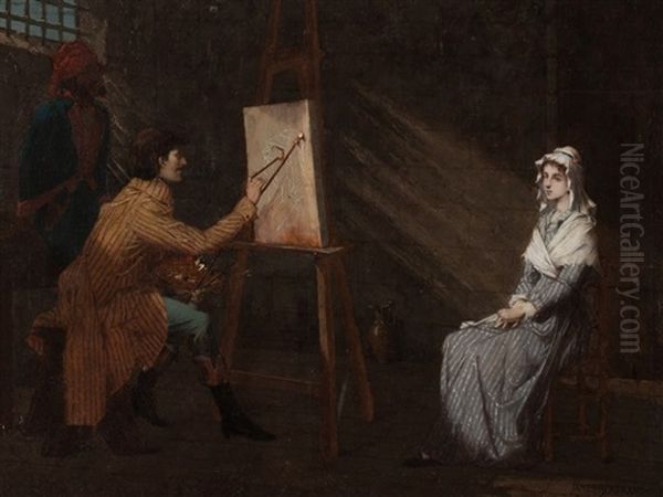 The Artist Portrays Charlotte Corday Oil Painting by Jean-Baptiste (James) Bertrand