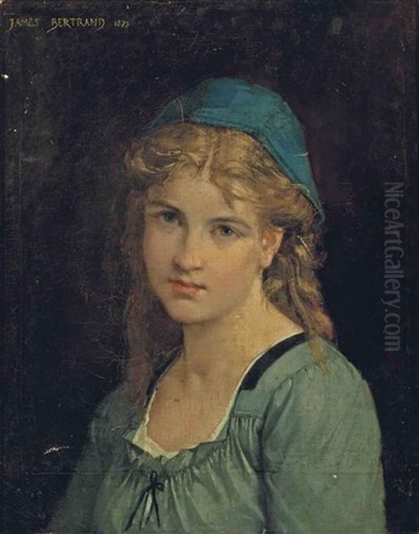 A Young Beauty Oil Painting by Jean-Baptiste (James) Bertrand