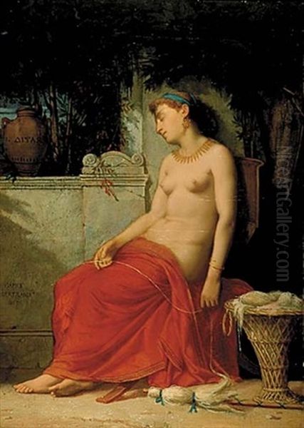 Omphale Sleeping Oil Painting by Jean-Baptiste (James) Bertrand