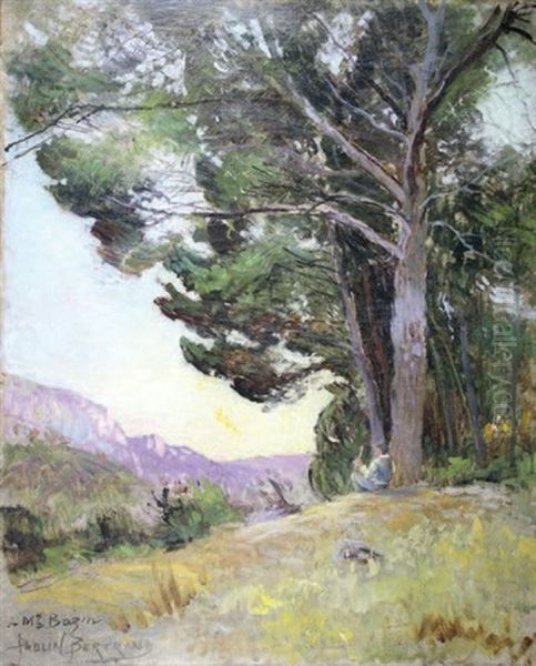 Fin De Journee Sur La Montagne Sainte-victoire Oil Painting by Paulin Andre Bertrand