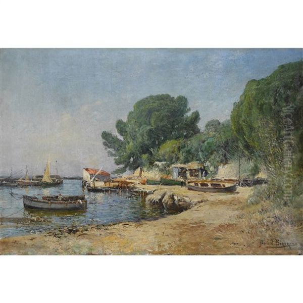 Sudliche Strandpartie Mit Booten Oil Painting by Paulin Andre Bertrand