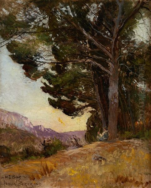 L'heure Du Berger, Paysage Provencal Anime Oil Painting by Paulin Andre Bertrand