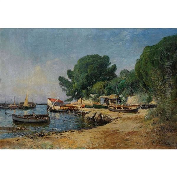 Sudliche Strandpartie Mit Booten Oil Painting by Paulin Andre Bertrand