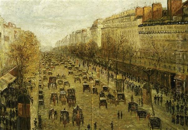 Paris, Boulevard Montmartre Oil Painting by Paulin Andre Bertrand