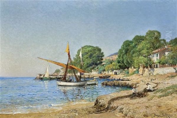 Activities By The Shore Oil Painting by Paulin Andre Bertrand