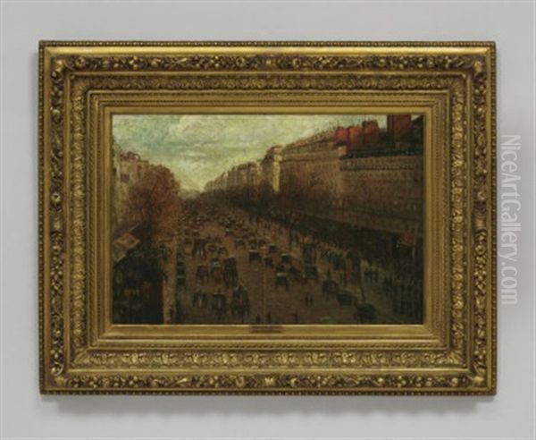 Blick Auf Die Herbstliche Rue Du Montmartre In Paris by Paulin Andre Bertrand