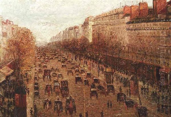 Blick Auf Die Herbstliche Rue Du Montmarte In Paris by Paulin Andre Bertrand