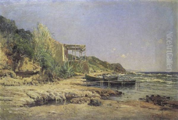 Le Cabanon Des Pecheurs Oil Painting by Paulin Andre Bertrand