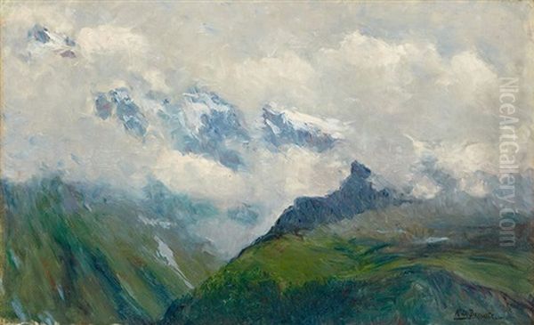 Montanas Nevadas Oil Painting by Aureliano De Beruete