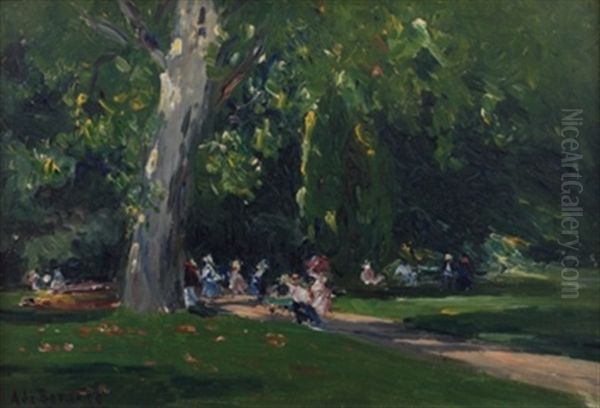 Nuevo Parque De Vichy Oil Painting by Aureliano De Beruete