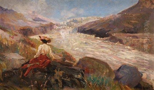 Le Repos En Montagne Oil Painting by Aureliano De Beruete