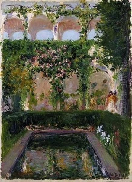 Jardines Del Generalife, Alhambra (gardens Of The Generalife, Alhambra) Oil Painting by Aureliano De Beruete