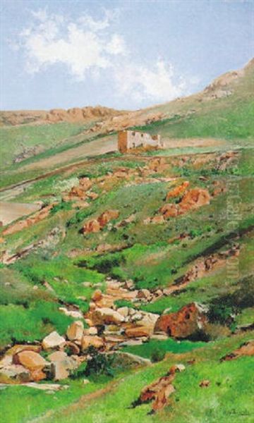 Paisaje De El Escorial Oil Painting by Aureliano De Beruete