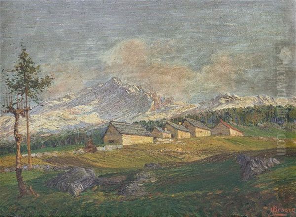 Paesaggio Montano Con Baite Oil Painting by Camillo Besana