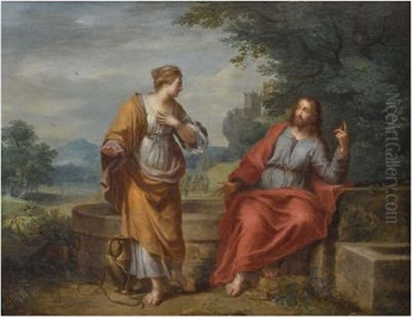 Christus Und Die Samariterin Am Brunnen Oil Painting by Balthasar Beschey