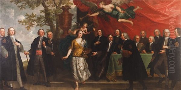 The Allegory Of Painting Among The Men Of The Royal Academy Of Arts Of Antwerp And Of The Guild Of Saint Luke Oil Painting by Balthasar Beschey