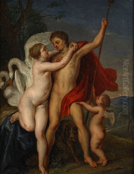 Venus Och Adonis Oil Painting by Balthasar Beschey