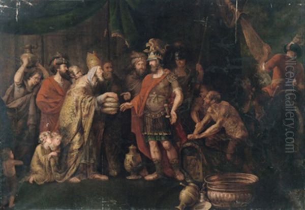 Melchisedech Uberreicht Dem Aus Der Schlacht Heimkehrenden Abraham Brot Und Wein (+ 3 Others; 4 Works From The Story Of Abraham) Oil Painting by Balthasar Beschey