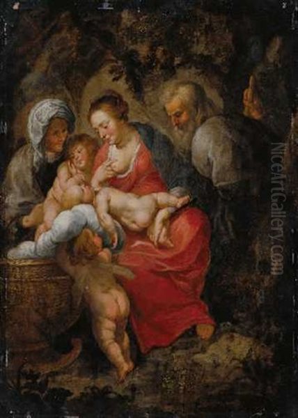 Heilige Familie Mit Hl. Elisabeth Und Dem Johannesknaben Oil Painting by Balthasar Beschey