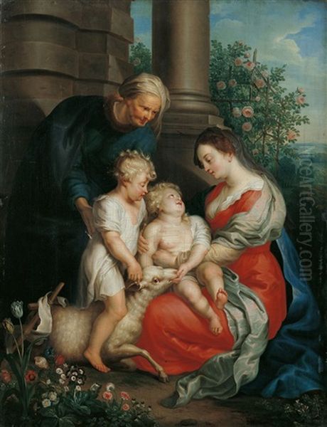 Madonna Mit Kind, Der Hl. Elisabeth Und Dem Johannesknaben Oil Painting by Balthasar Beschey