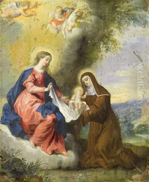 Sainte Devant La Vierge Et L'enfant Oil Painting by Balthasar Beschey