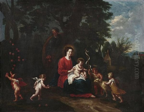 Die Heilige Familie Mit Johannes Dem Taufer Oil Painting by Balthasar Beschey