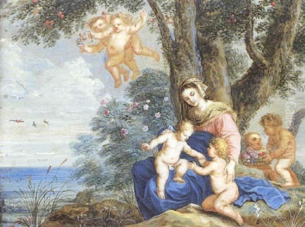 La Vierge Avec Jesus Et Saint Jean-baptiste Oil Painting by Balthasar Beschey