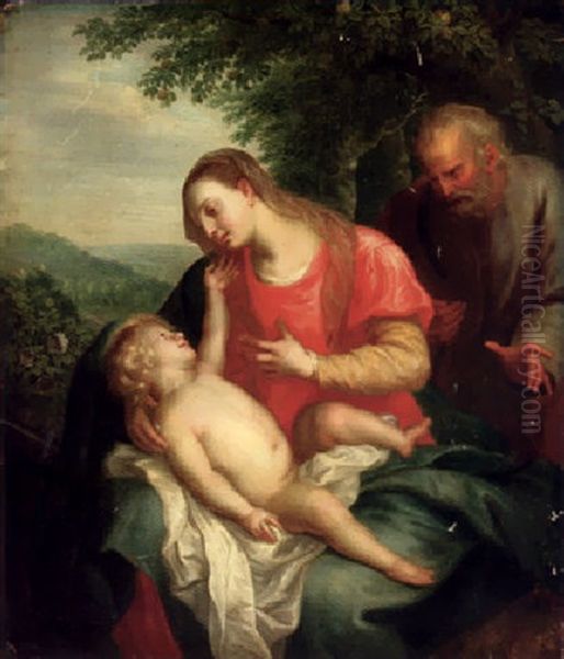 The Holy Family Oil Painting by Balthasar Beschey