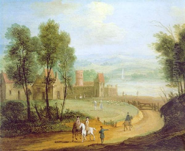 Stadt Am Flus Mit Zwei Reitern Oil Painting by Balthasar Beschey