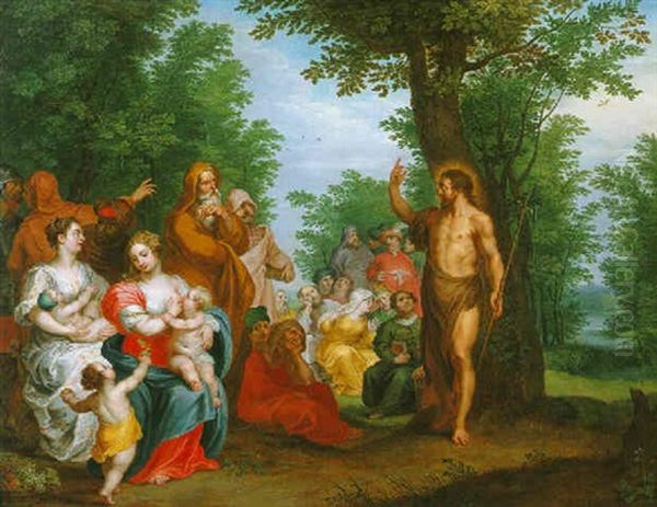 The Preaching Of Saint John The Baptist by Balthasar Beschey