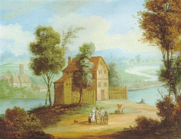 Sommerlandschaft Mit Haus Am Flus by Balthasar Beschey