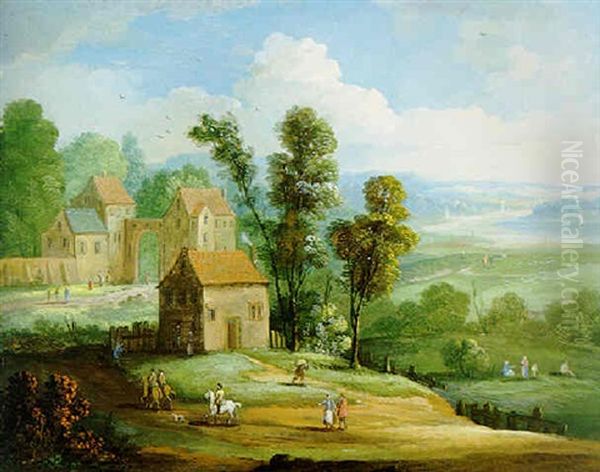 Sommerlandschaft Mit Drei Reitern Oil Painting by Balthasar Beschey