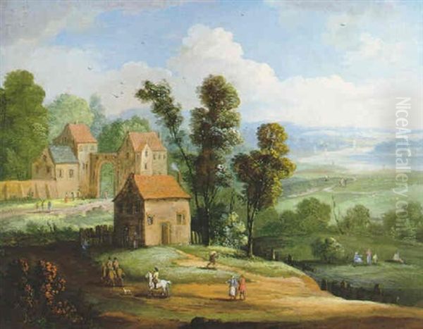 Sommerlandschaft Mit Drei Reitern Oil Painting by Balthasar Beschey