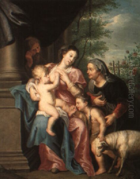 The Holy Family With The Infant St. John The Baptist Oil Painting by Balthasar Beschey