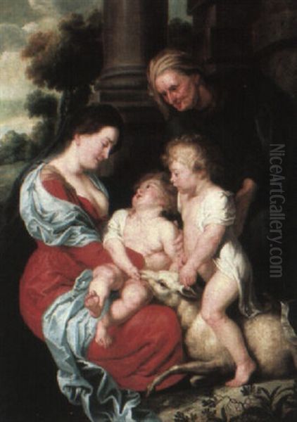 Madonna And Child With Saint John The Baptist And Saint Elizabeth Oil Painting by Balthasar Beschey