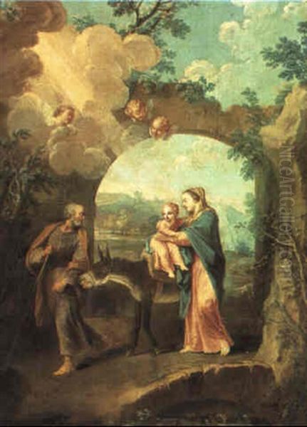 The Flight Into Egypt Oil Painting by Balthasar Beschey