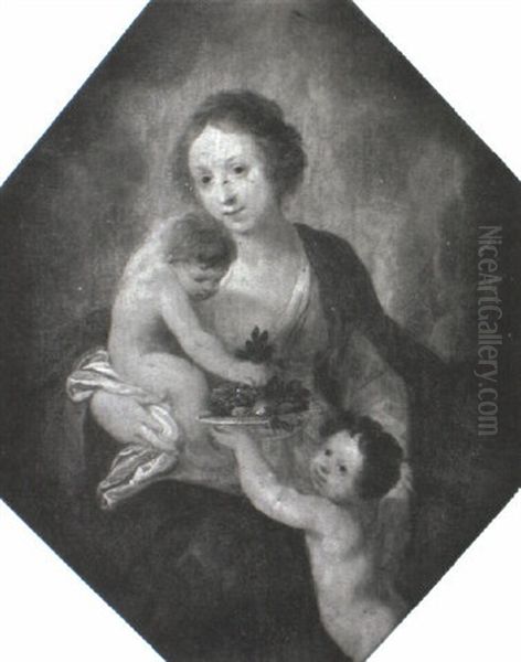 Vierge A L'enfant Et Saint Jean Babtiste Oil Painting by Balthasar Beschey