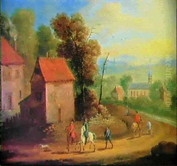 Dorflandschaft Mit Reitern Oil Painting by Balthasar Beschey