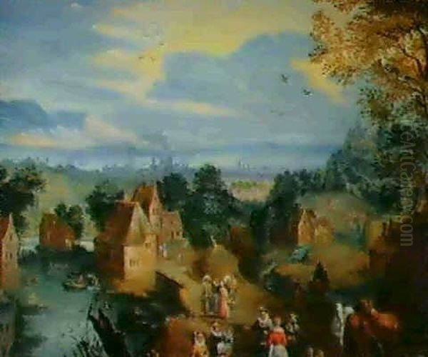 Village Flamand Pres D'une Riviere Oil Painting by Balthasar Beschey