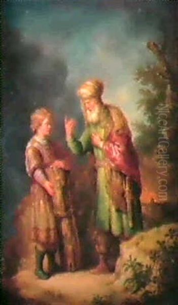 Abraham Et Isaac; & Le Manteau De Joseph Rapportea Jacob Oil Painting by Balthasar Beschey